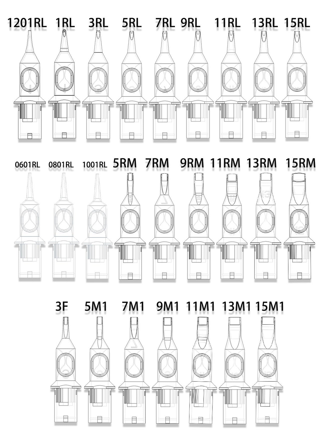 20Pcs Tattoo Cartridge Needles RS RL RM Disposable Sterilized Safety Tattoo Needle for Tattoo Machines Permanent Makeup Supplies