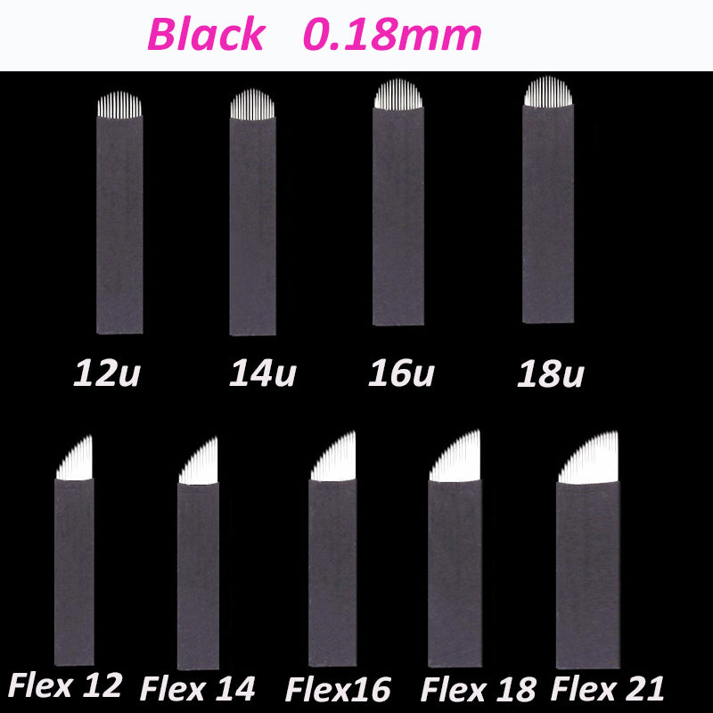 Black Nano Blades Thin 0.18mm Microblading Flex U Shape Tattoo Needles