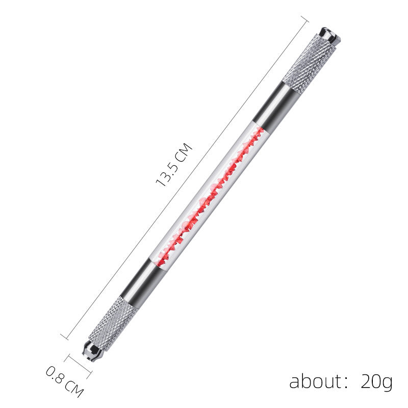 Crystal Two Head Manual Tattoo Pen Permanent Makeup Tattoo Needles Holder Microblading Pen Hand Tool for Beginner Practice