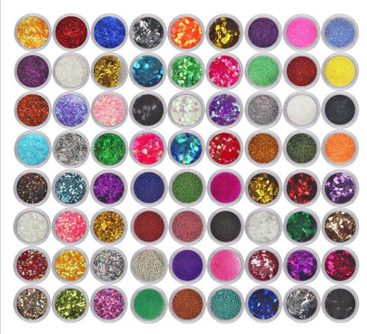 72 Colors Set Nail Glitter Mix Colors Nail Art Fine Powder Dust UV Gel Polish Acrylic Nail Tips DIY Decoration Tools