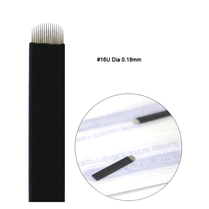 Black Nano Blades Thin 0.18mm Microblading Flex U Shape Tattoo Needles