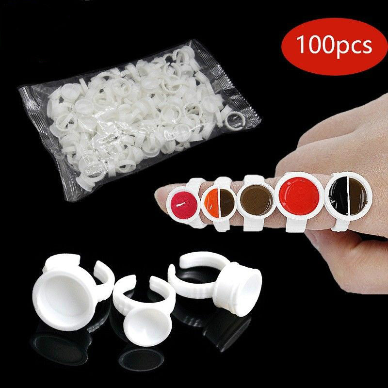 Disposable Plastic Tattoo Ring Cups Pigment Ink Holder Permanent Makeup Microblading Supplies