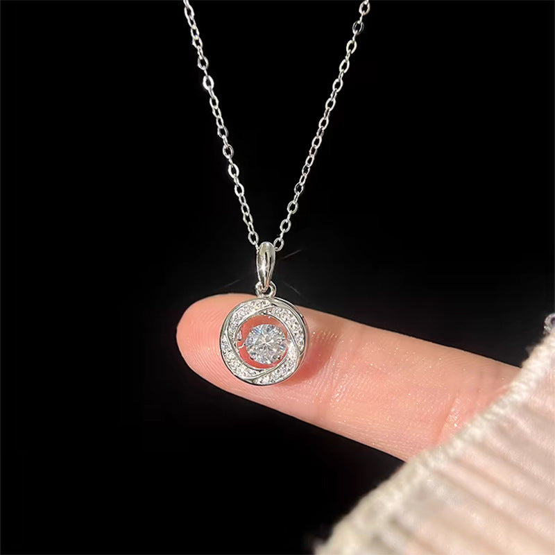 Simple 925 Silver Color Geometric Cut Sparkling Zircon Pendant Necklace for Women Curb Link Chain Chokers Wedding Jewelry