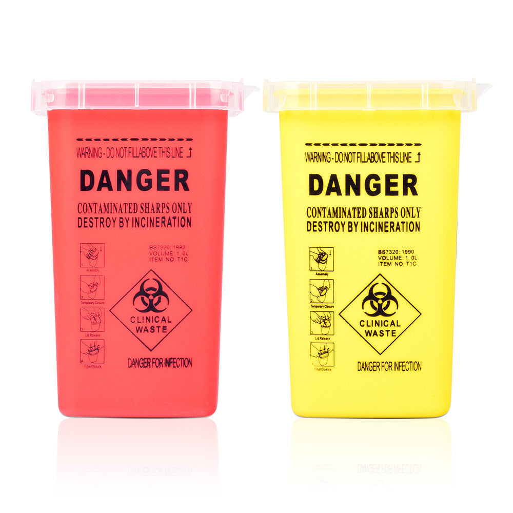 1L Capacity Sharps Container Medical Needles Bin Biohazard Tattoo Piercing Disposal Collect Box