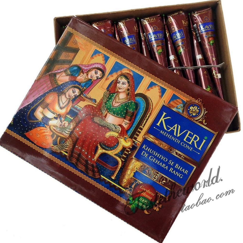 12pcs/boxNatural Indian Henna Brown Color Mehndi Tattoo Paste Cone  25g Temporary Drawing Tattoo Stencil Women Makeup Body Art Cream